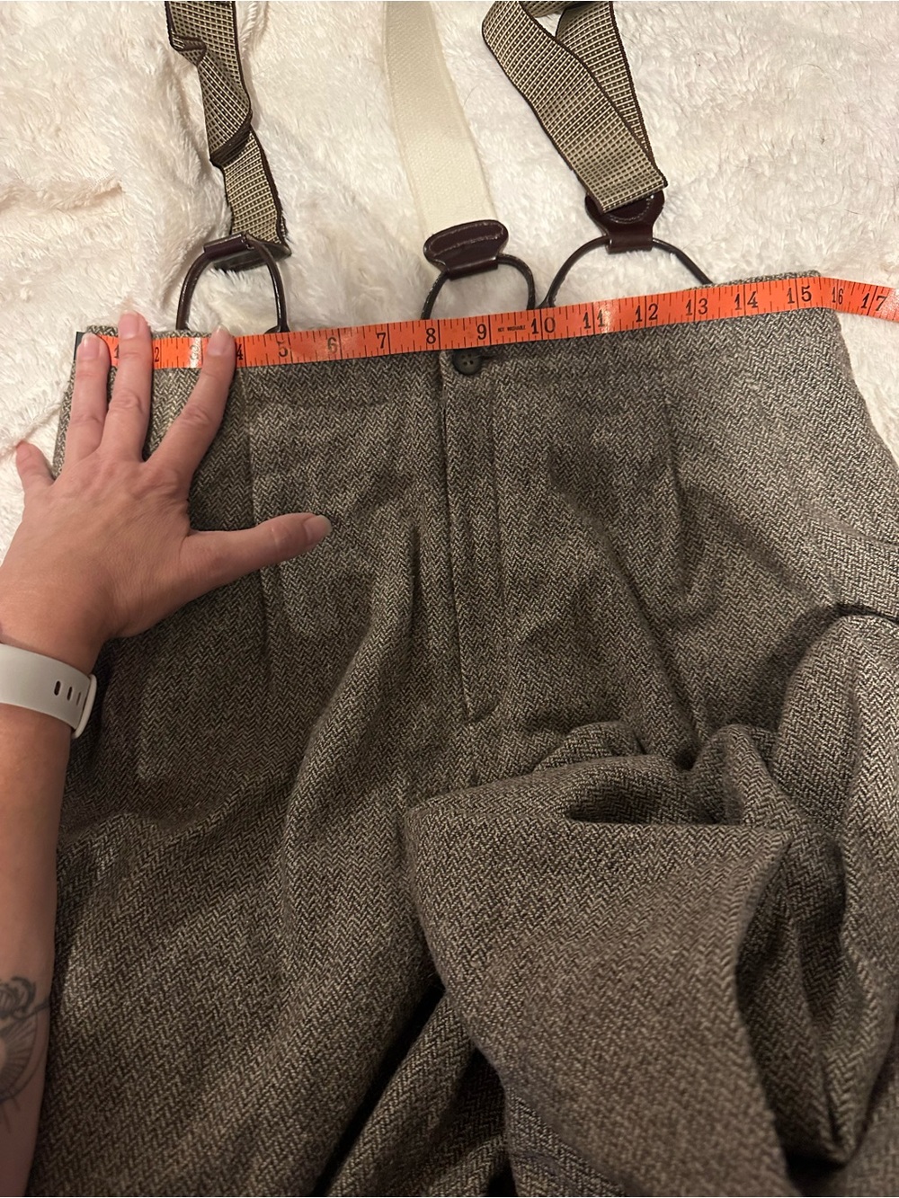 Express Gray Wool-Blend Trousers with Suspenders - Picture 7 of 7